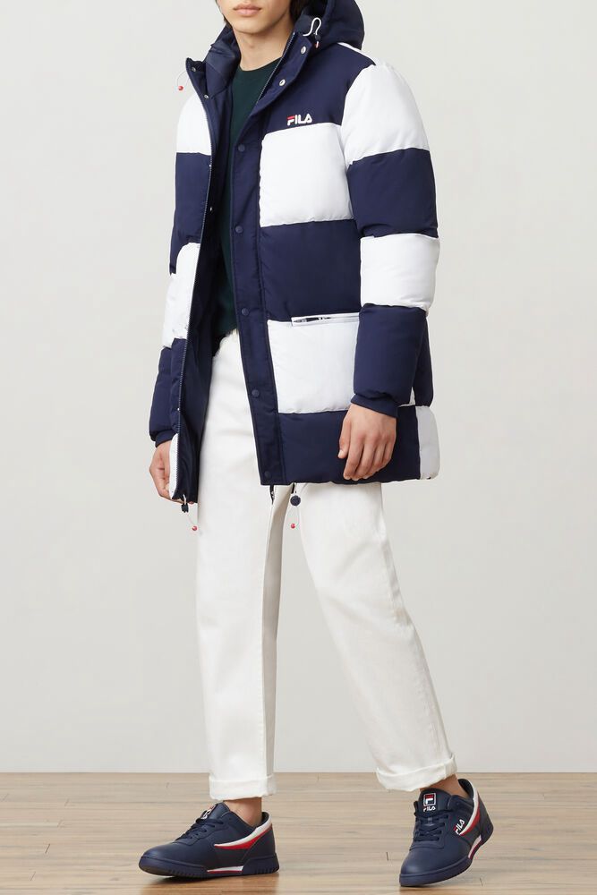 Fila Jacket Mens Navy/White - Carlo Puffa - Philippines 2148537-DW